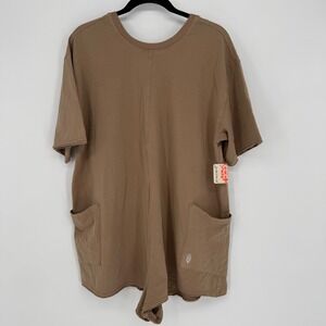 FREE PEOPLE MOVEMENT HOT SHOT TEE ROMPER MEDIUM NWT MOCHA LATTE